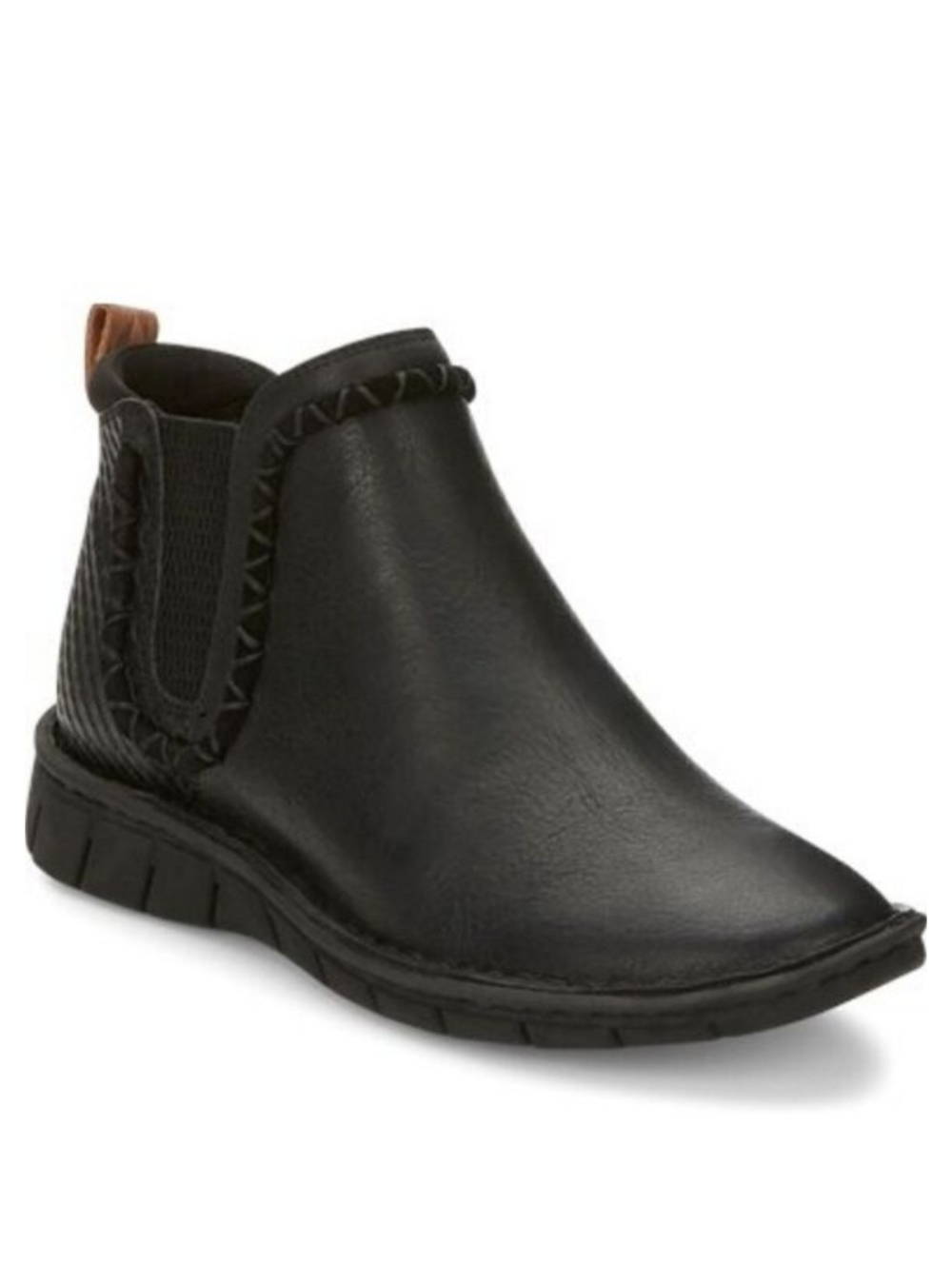 Tony Lama Mina Black Leather Pull On Round Toe Whipstitch Casual Chelsea Boots 9